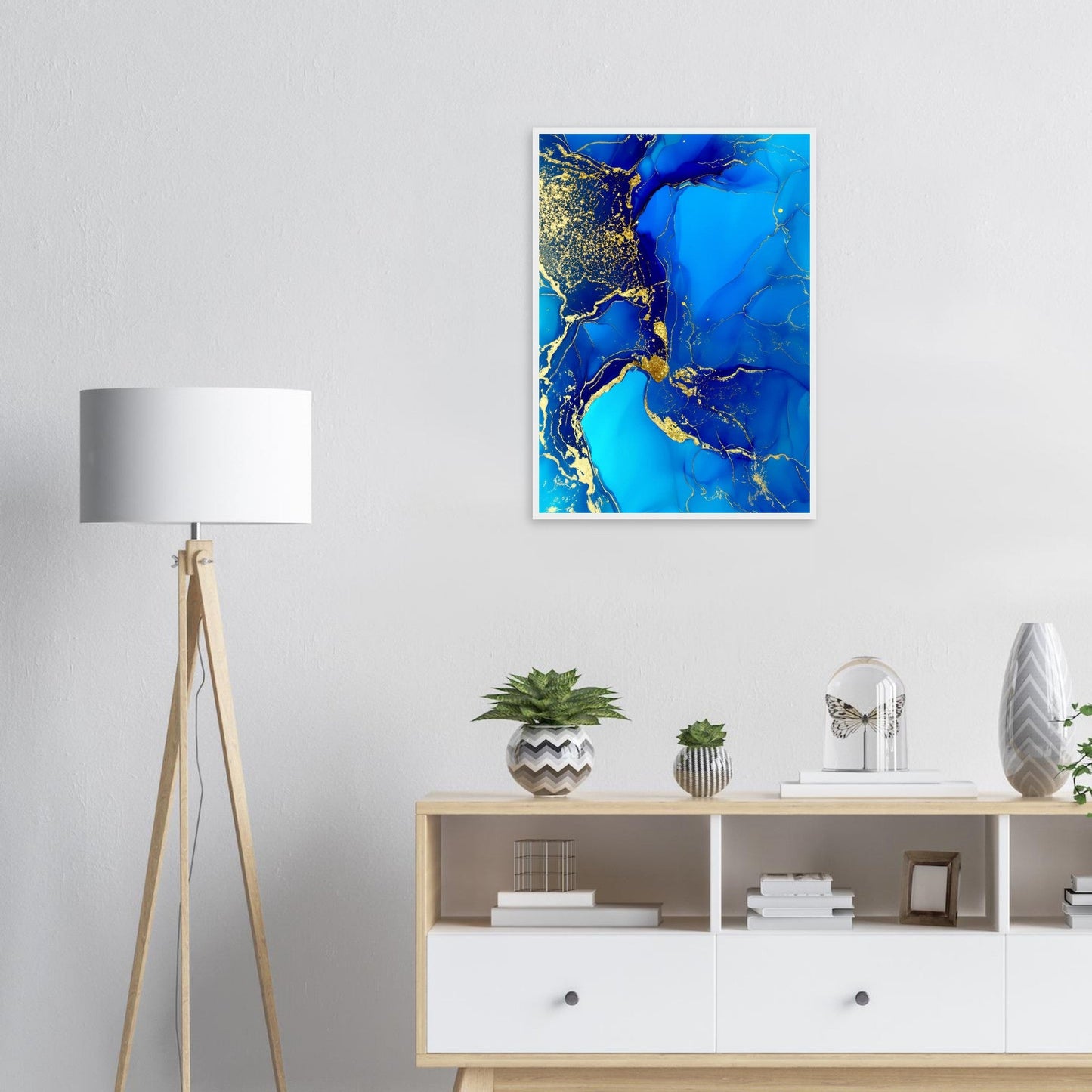 Marble 'Blue & Gold' III - Premium Matte Paper Wooden Framed Poster