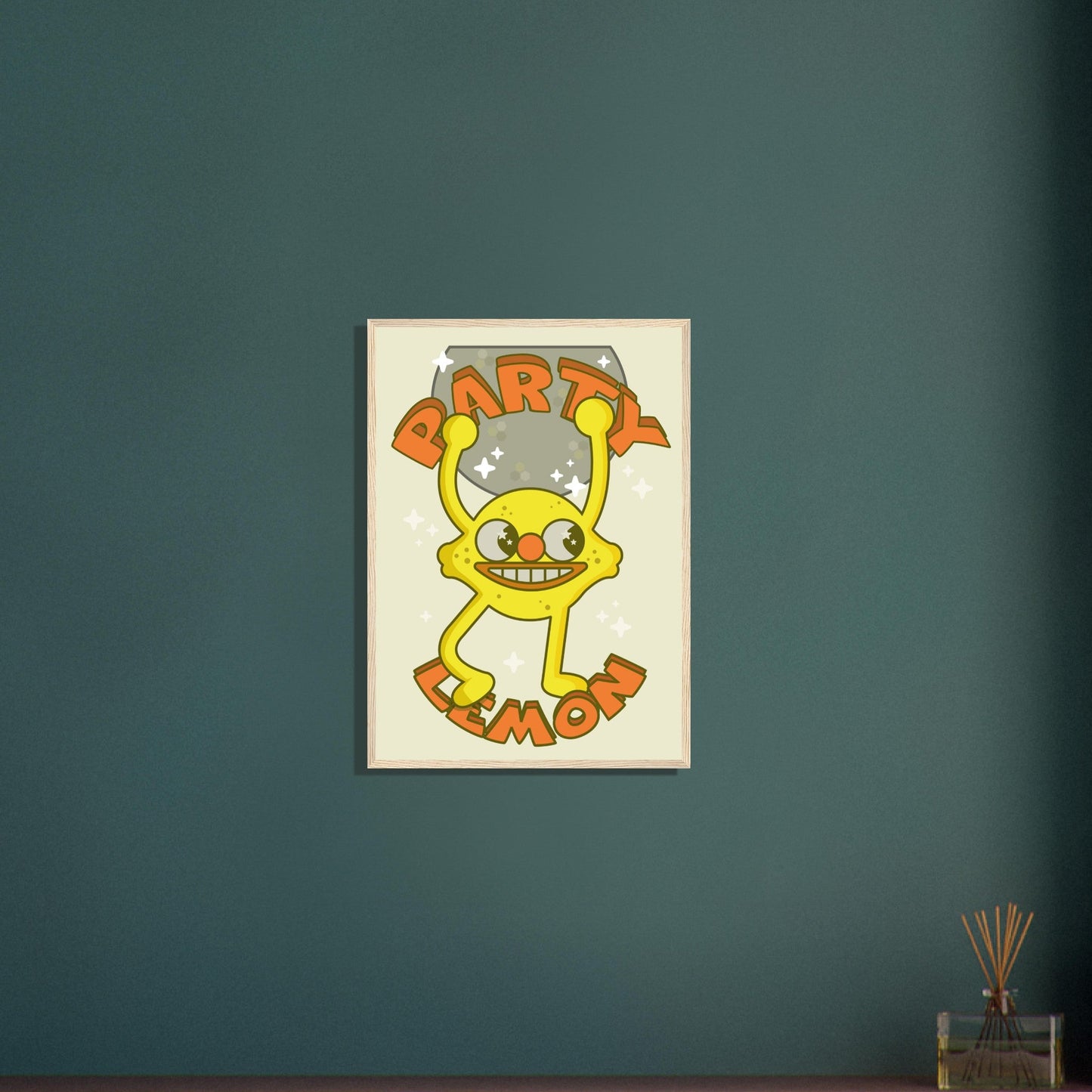 Fruity 'Party Lemon' - Premium Matte Paper Wooden Framed Poster