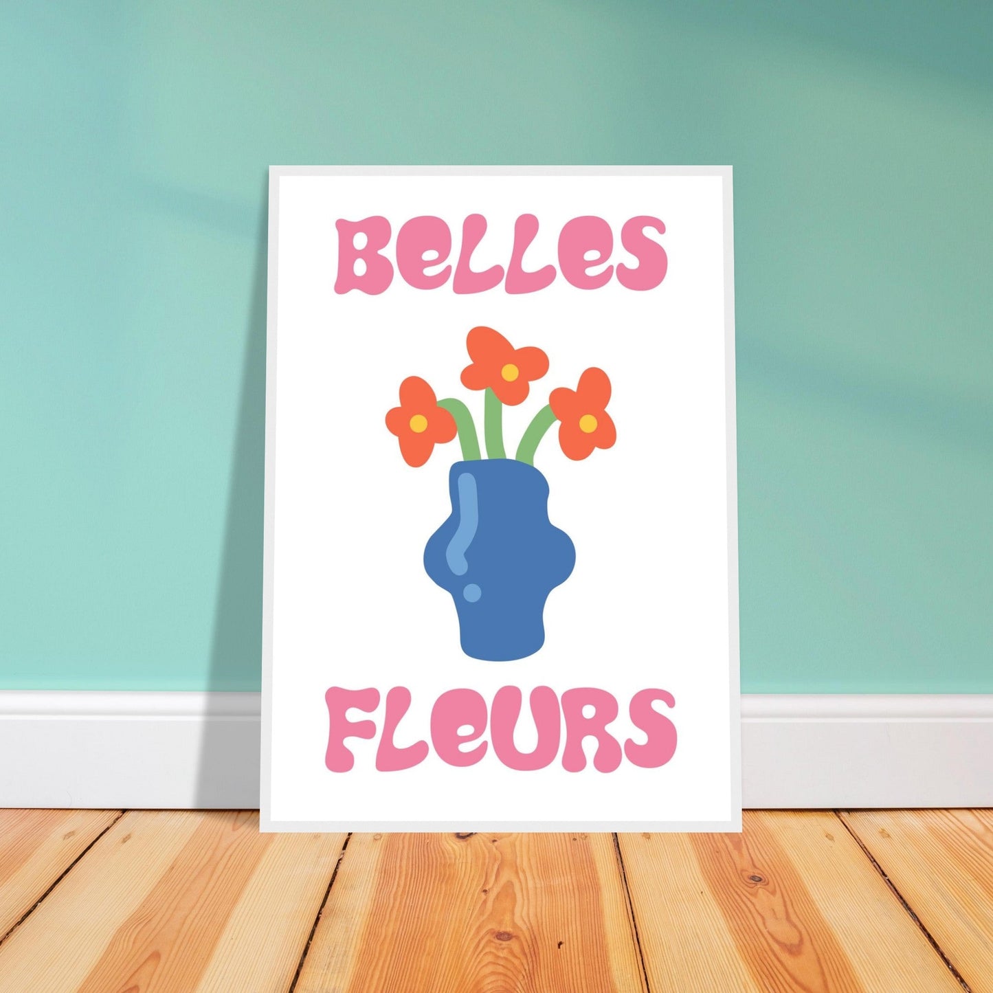 Flowers 'Belles Fleurs' - Premium Matte Paper Wooden Framed Poster