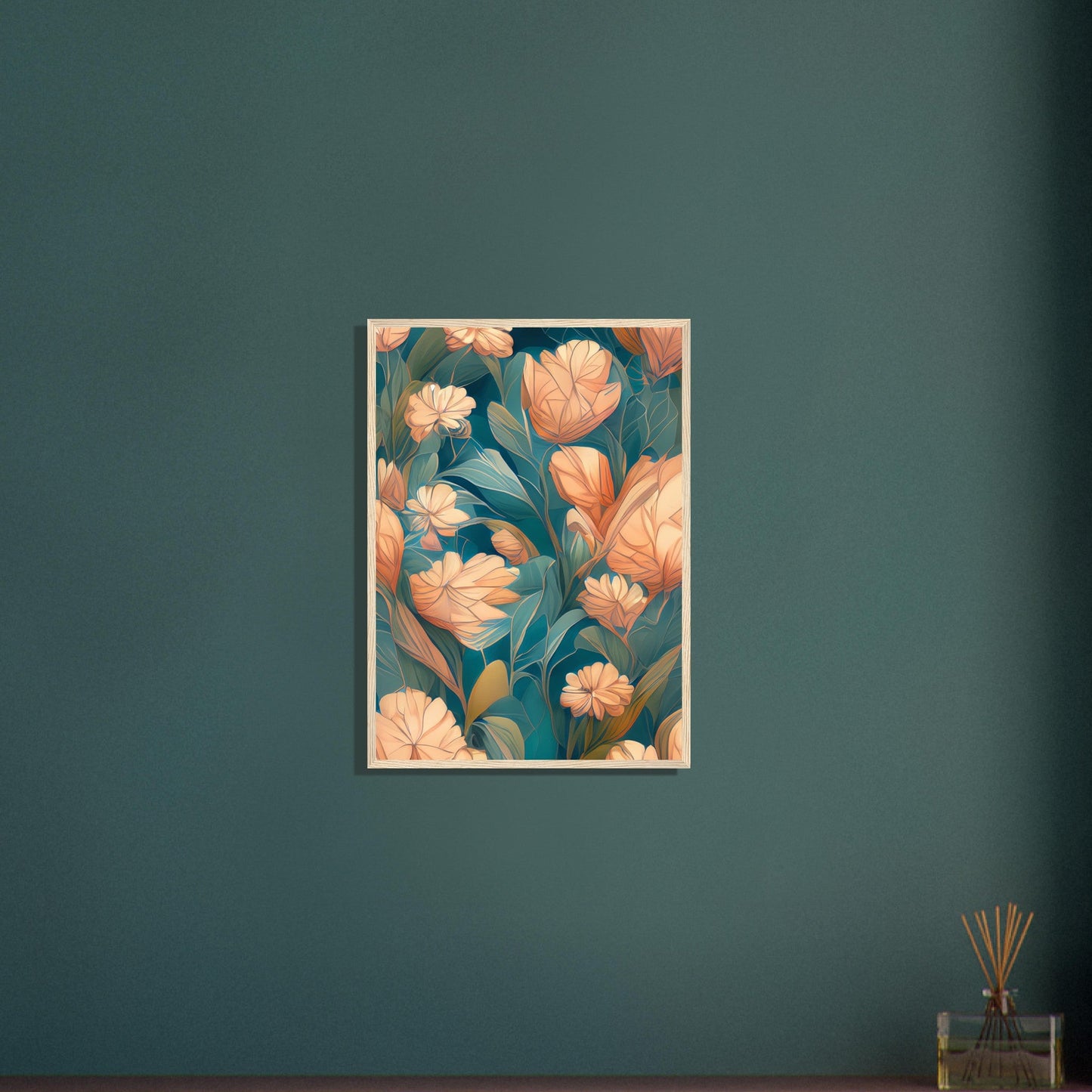 Flowers 'Abstract Garden' - Premium Matte Paper Wooden Framed Poster