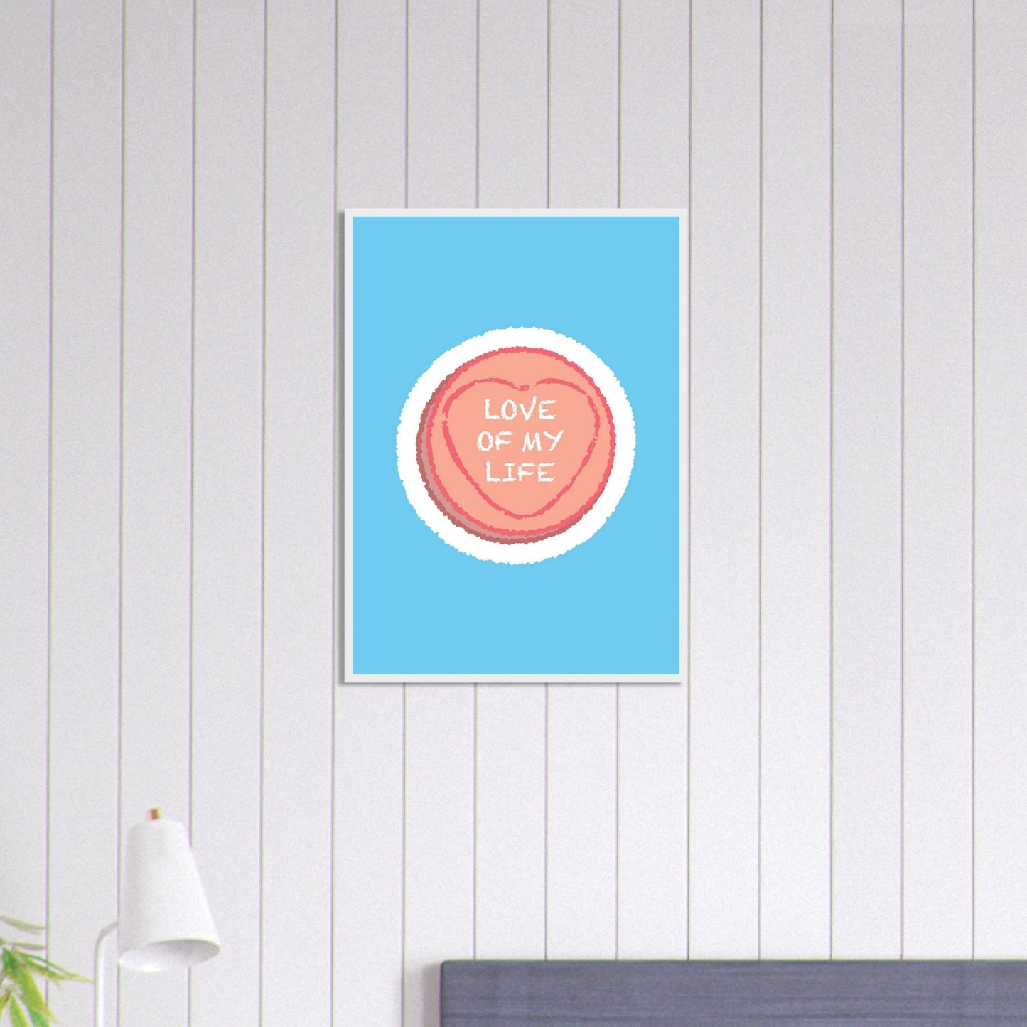 Sign 'Love Of My Life' Love Heart - Premium Matte Paper Wooden Framed Poster