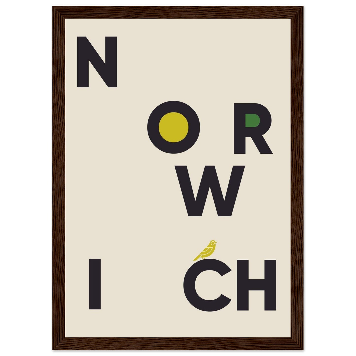 Cities/ Places 'Norwich' - Premium Matte Paper Wooden Framed Poster