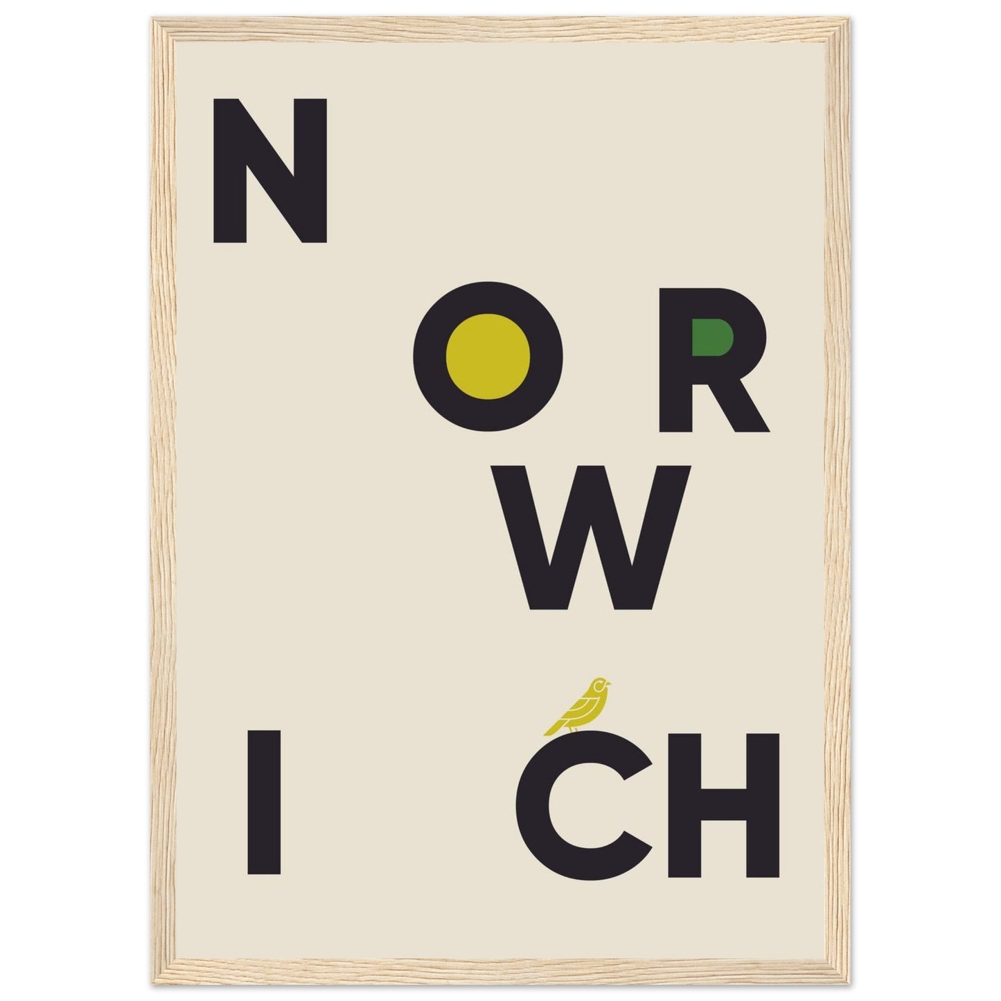 Cities/ Places 'Norwich' - Premium Matte Paper Wooden Framed Poster