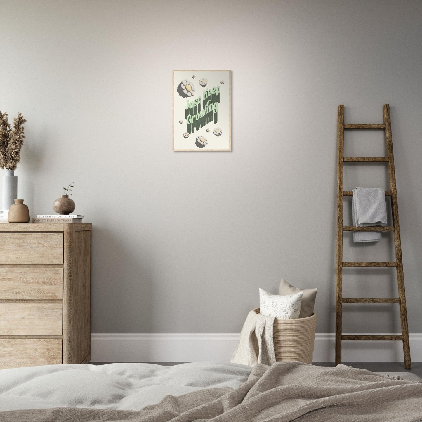 Sign 'Just Keep Growing' - Premium Matte Paper Wooden Framed Poster