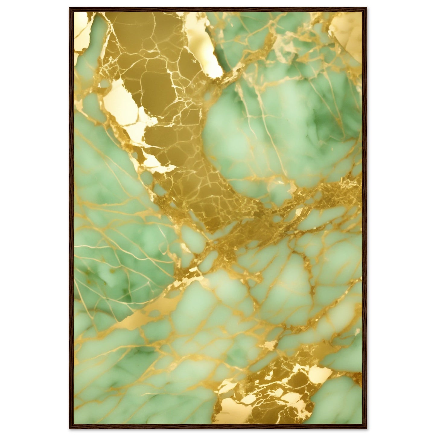Marble 'Green & Gold' II - Premium Matte Paper Wooden Framed Poster