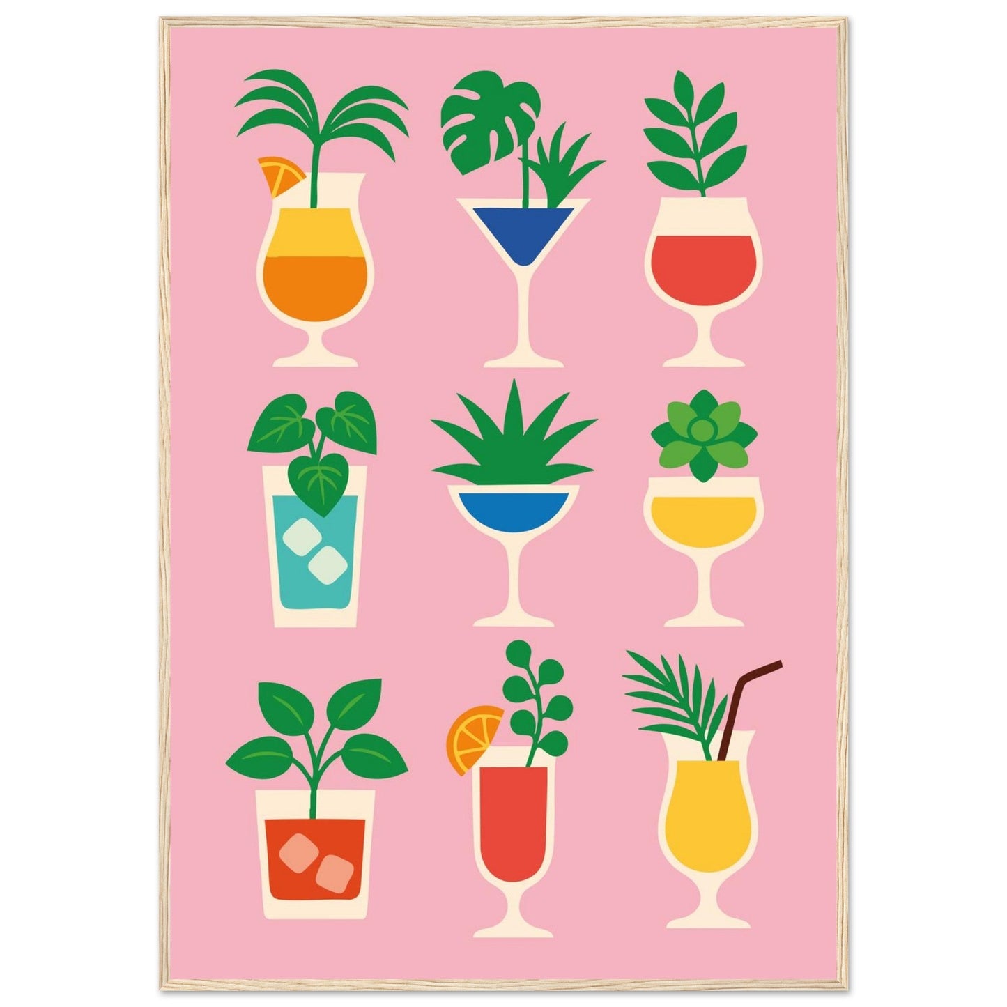 Cocktail Jungle - Premium Matte Paper Wooden Framed Poster
