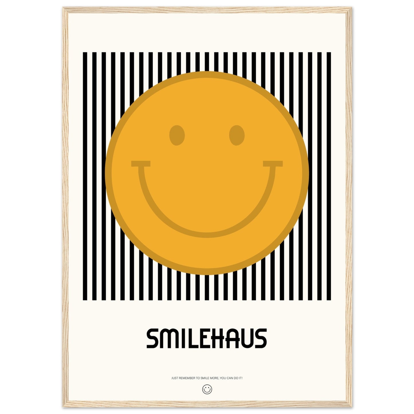 Yellow & Black 'Smilehaus' - Premium Matte Paper Wooden Framed Poster