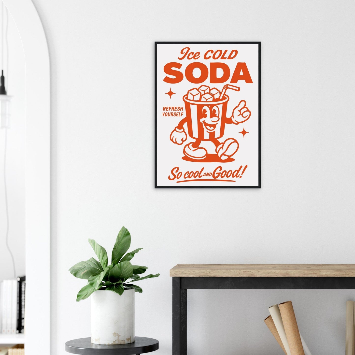 Food 'Ice Cold Soda' - Premium Matte Paper Wooden Framed Poster