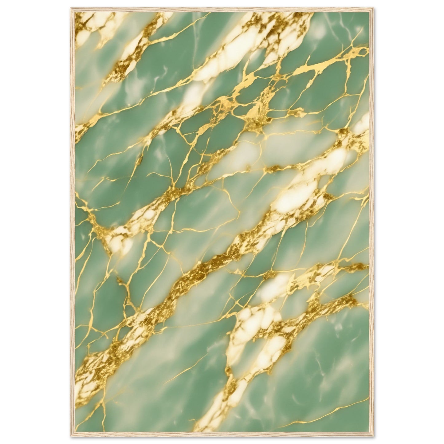 Marble 'Green & Gold' III - Premium Matte Paper Wooden Framed Poster