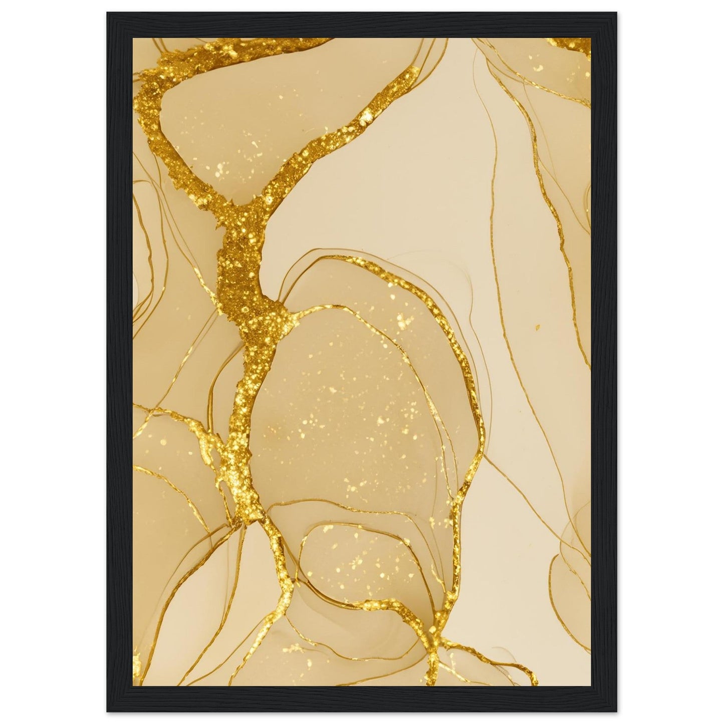 Marble 'Gold' - Premium Matte Paper Wooden Framed Poster