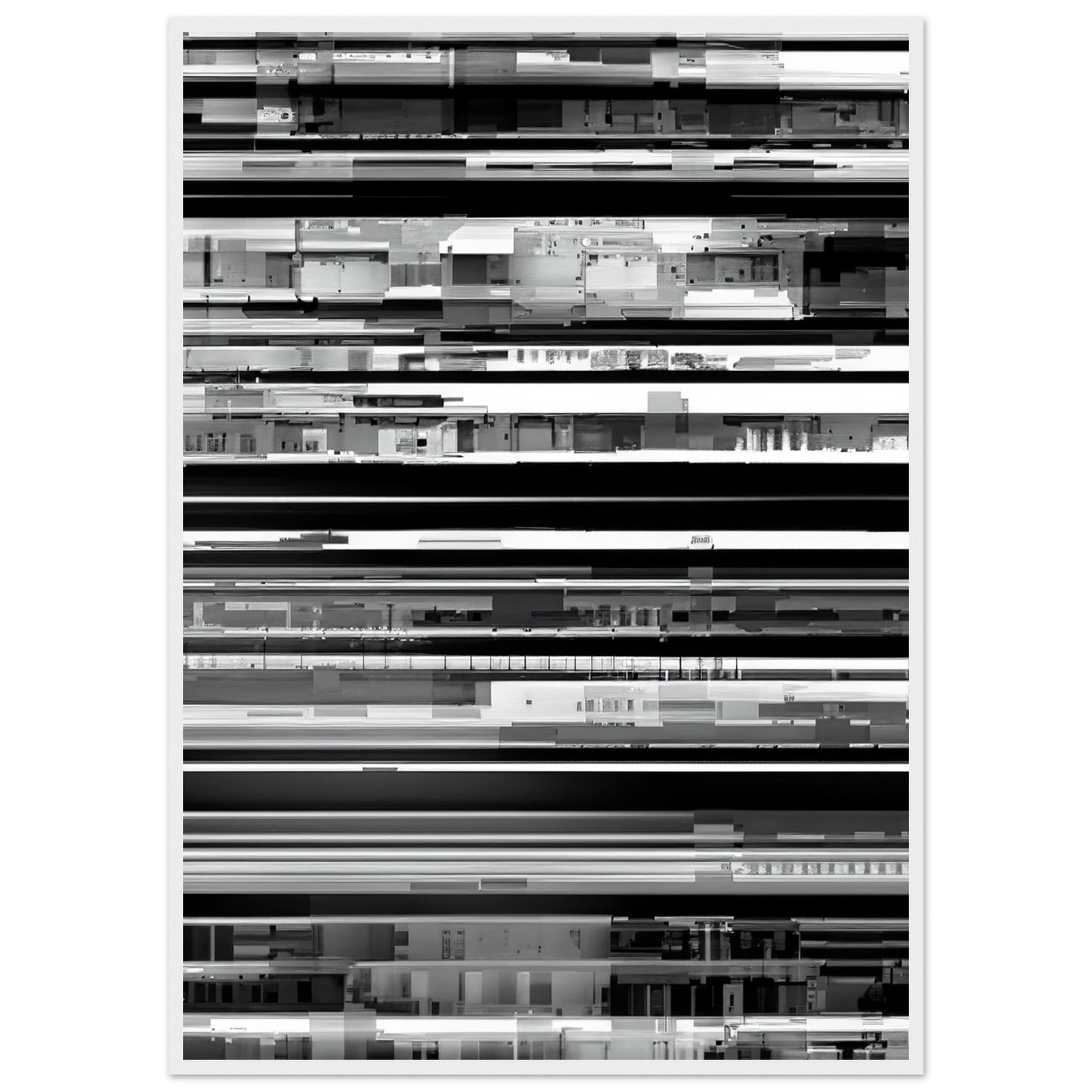 Glitch 'Black & White' - Premium Matte Paper Wooden Framed Poster