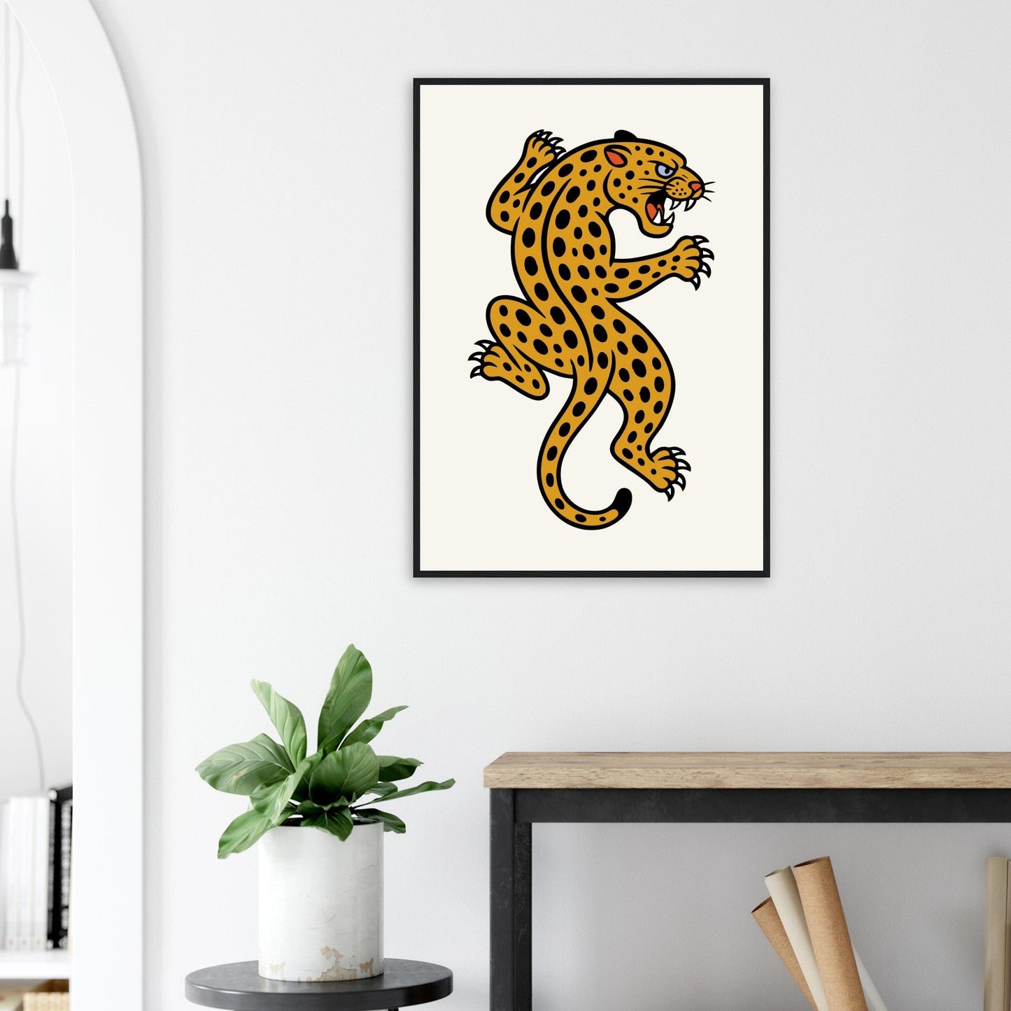 Leopard Traditional - Premium Matte Paper Wooden Framed Poster