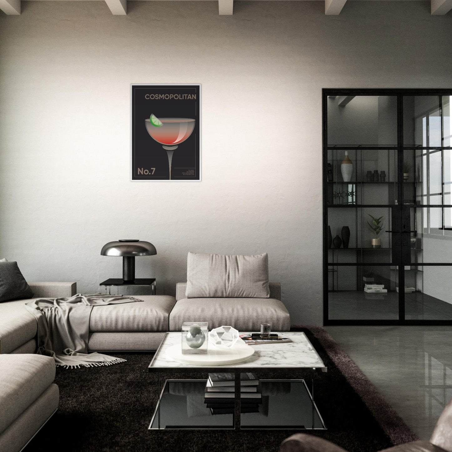 Cocktail 'Cosmopolitan' - Premium Matte Paper Wooden Framed Poster
