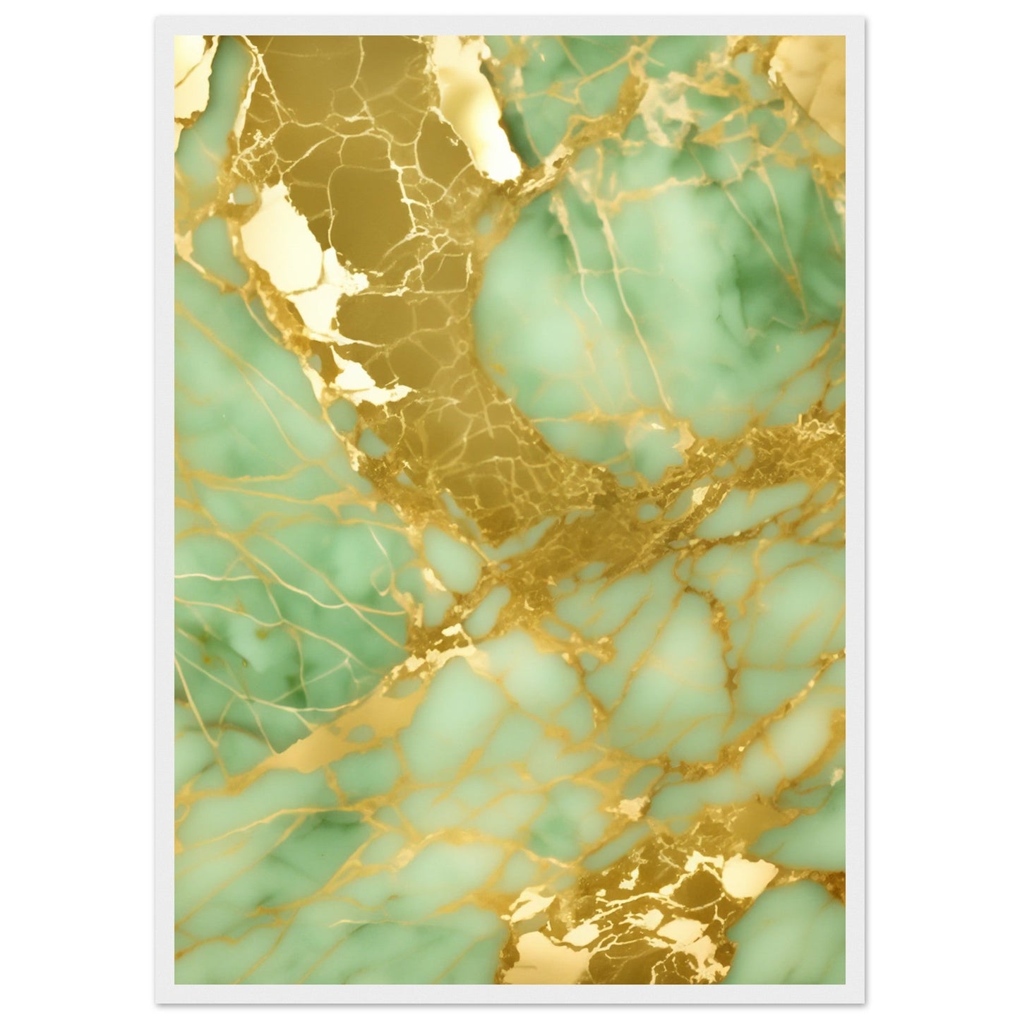 Marble 'Green & Gold' II - Premium Matte Paper Wooden Framed Poster