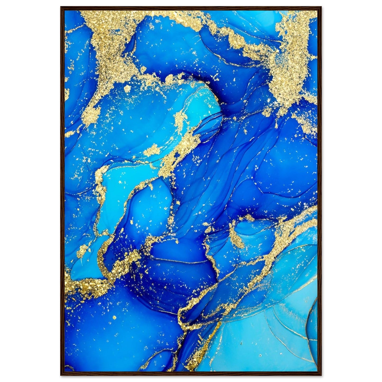 Marble 'Blue & Gold' - Premium Matte Paper Wooden Framed Poster