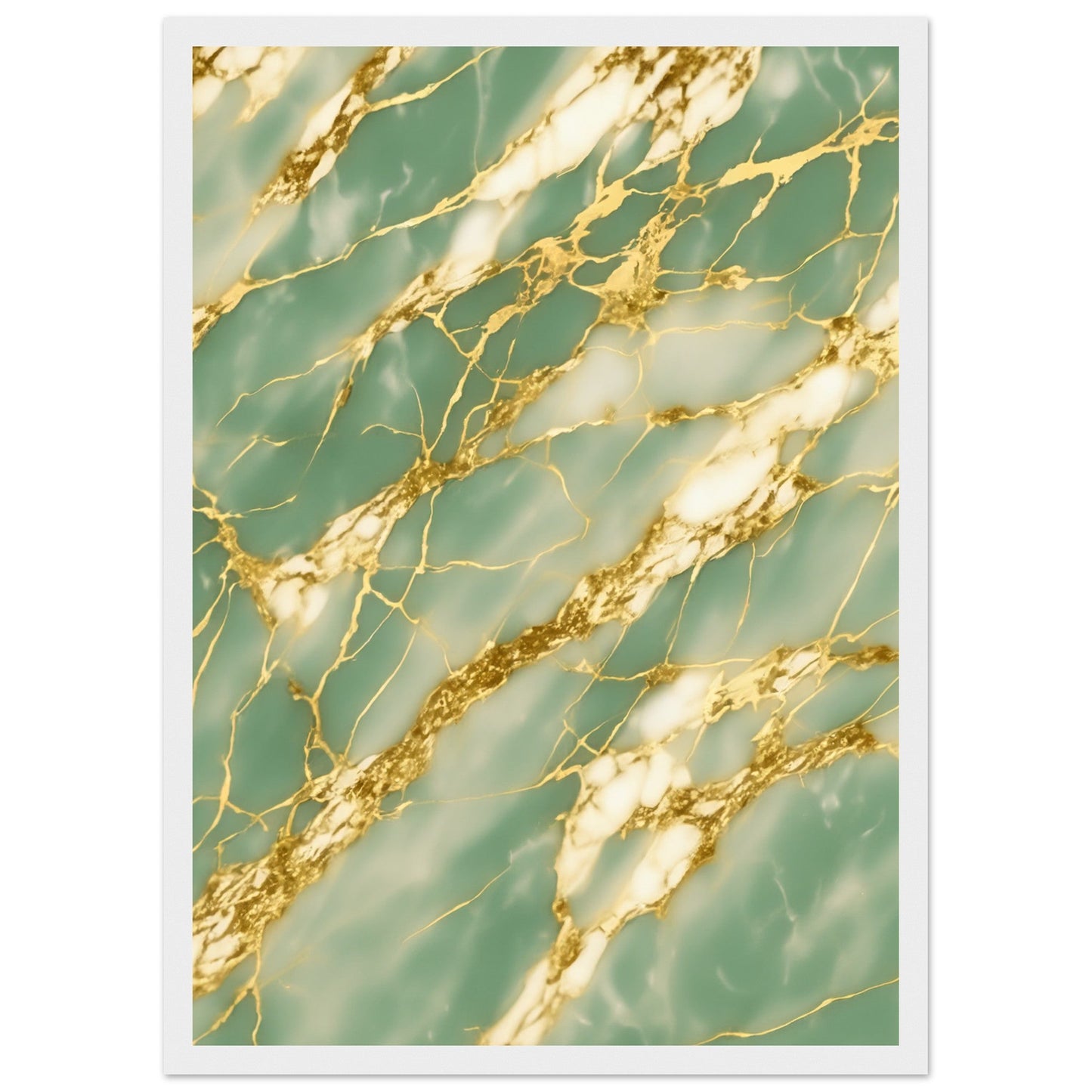 Marble 'Green & Gold' III - Premium Matte Paper Wooden Framed Poster