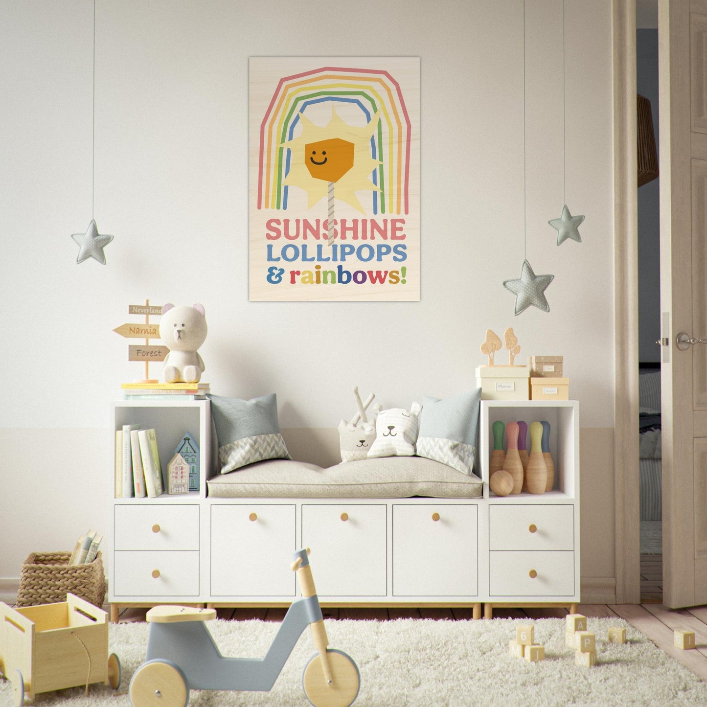 Sunshine, Lollipops & Rainbows - Wood Print