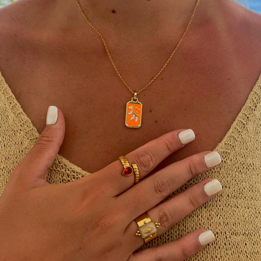 Aviana Celestial Enamel Pendant Necklace