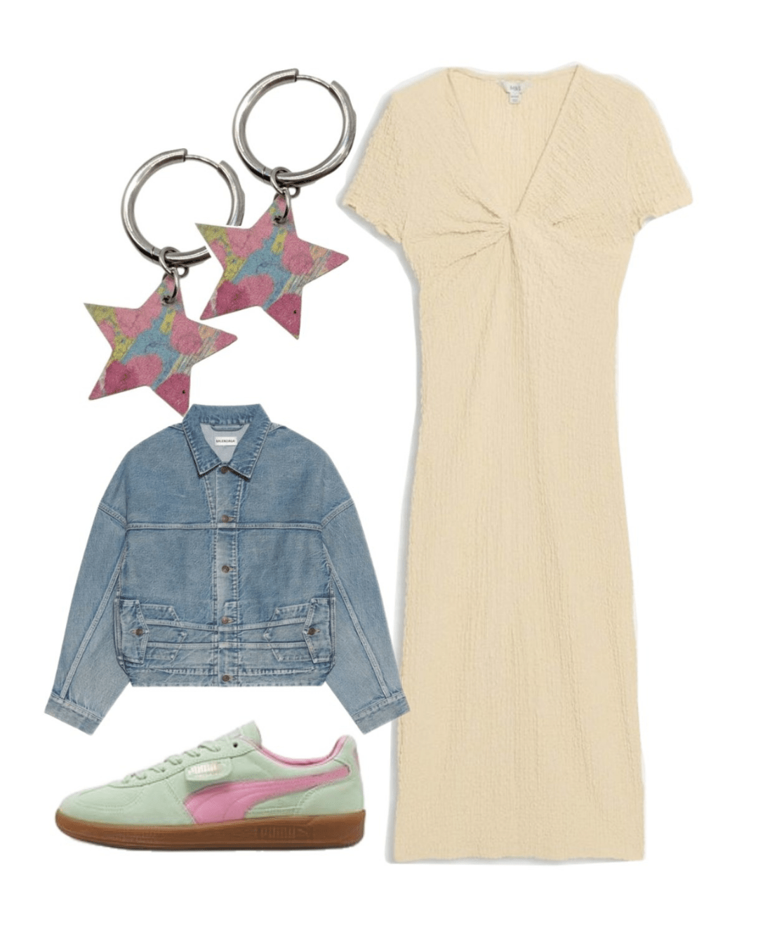 Silver and rainbow leopard mini star cork charms