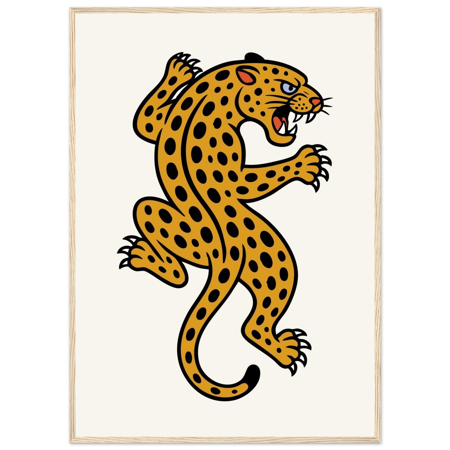 Leopard Traditional  - Premium Matte Paper Wooden Framed Poster