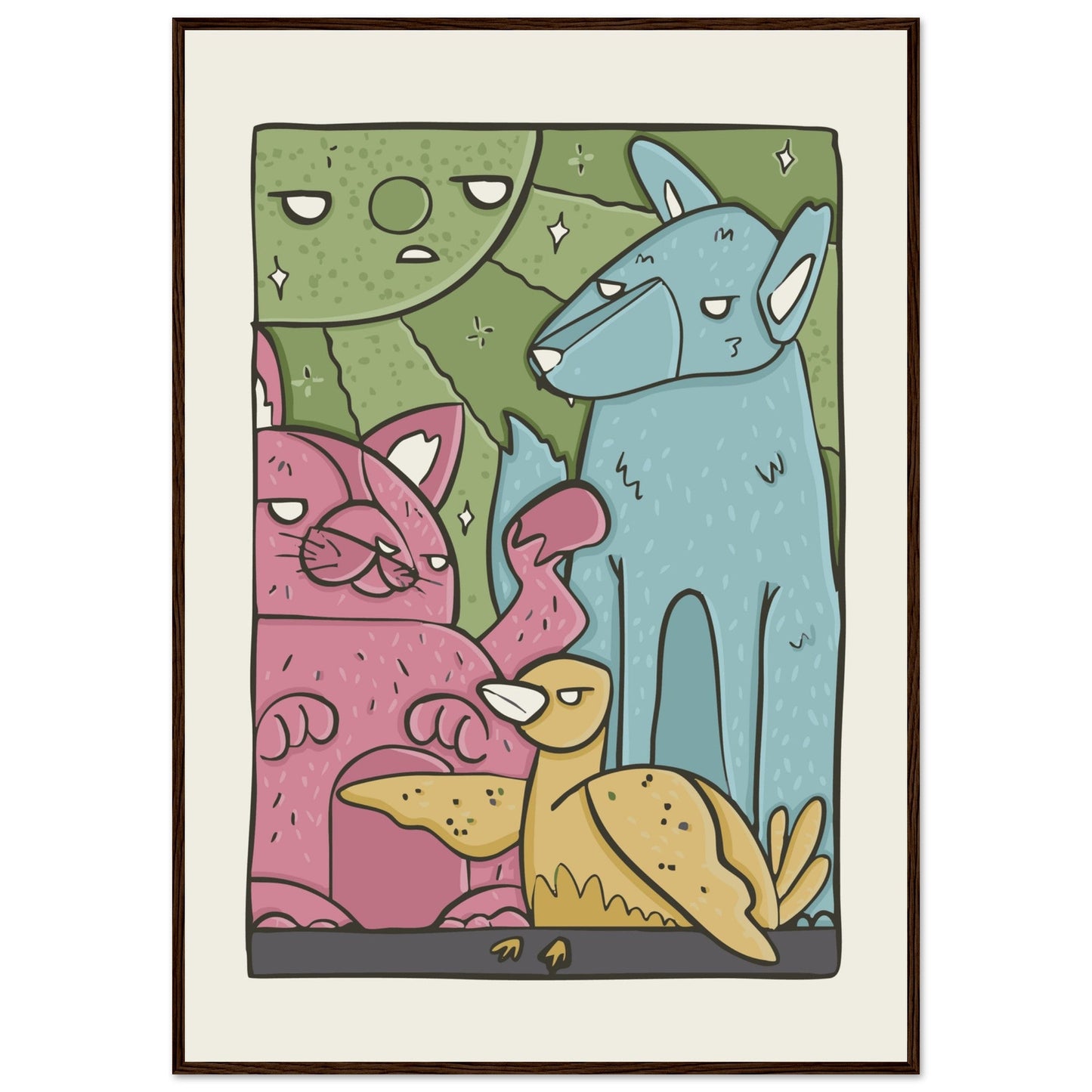 Animals 'The Crew' - Premium Matte Paper Wooden Framed Poster