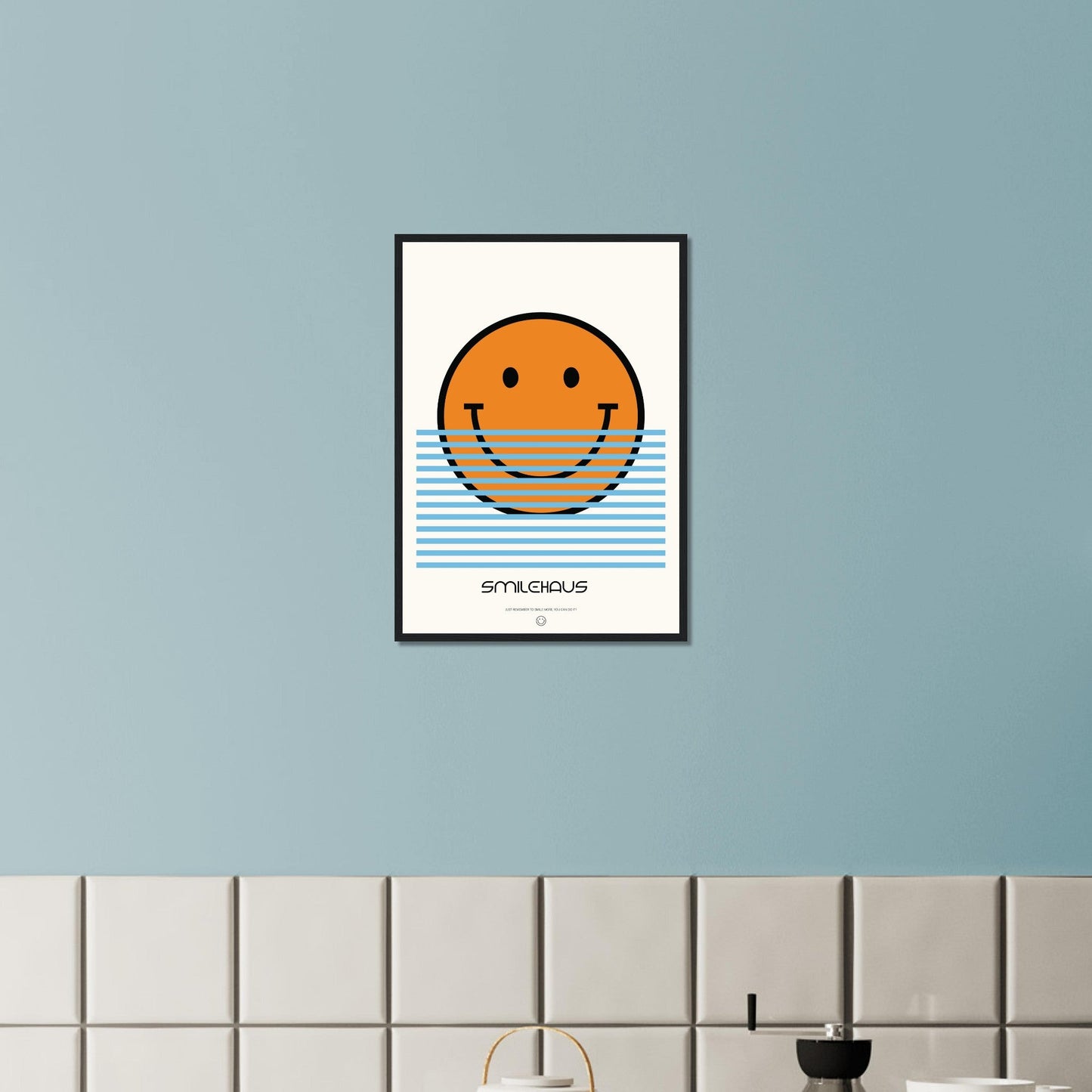 Orange & Blue 'Smilehaus' - Premium Matte Paper Wooden Framed Poster