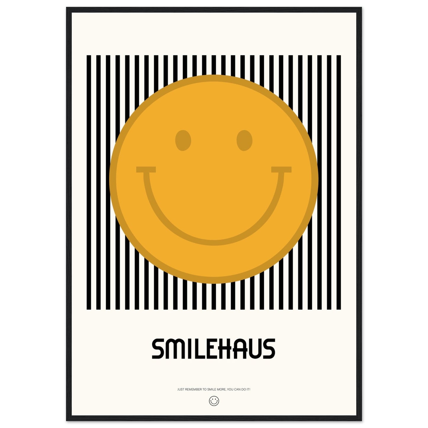 Yellow & Black 'Smilehaus' - Premium Matte Paper Wooden Framed Poster