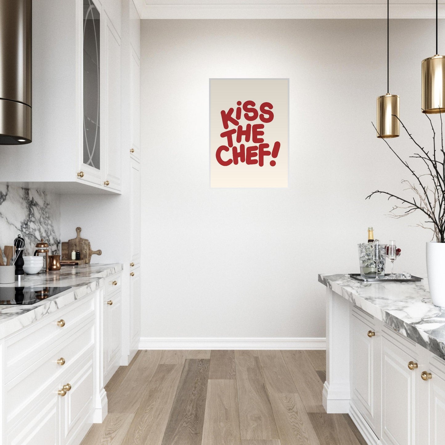 Sign 'Kiss The Chef' - Premium Matte Paper Wooden Framed Poster
