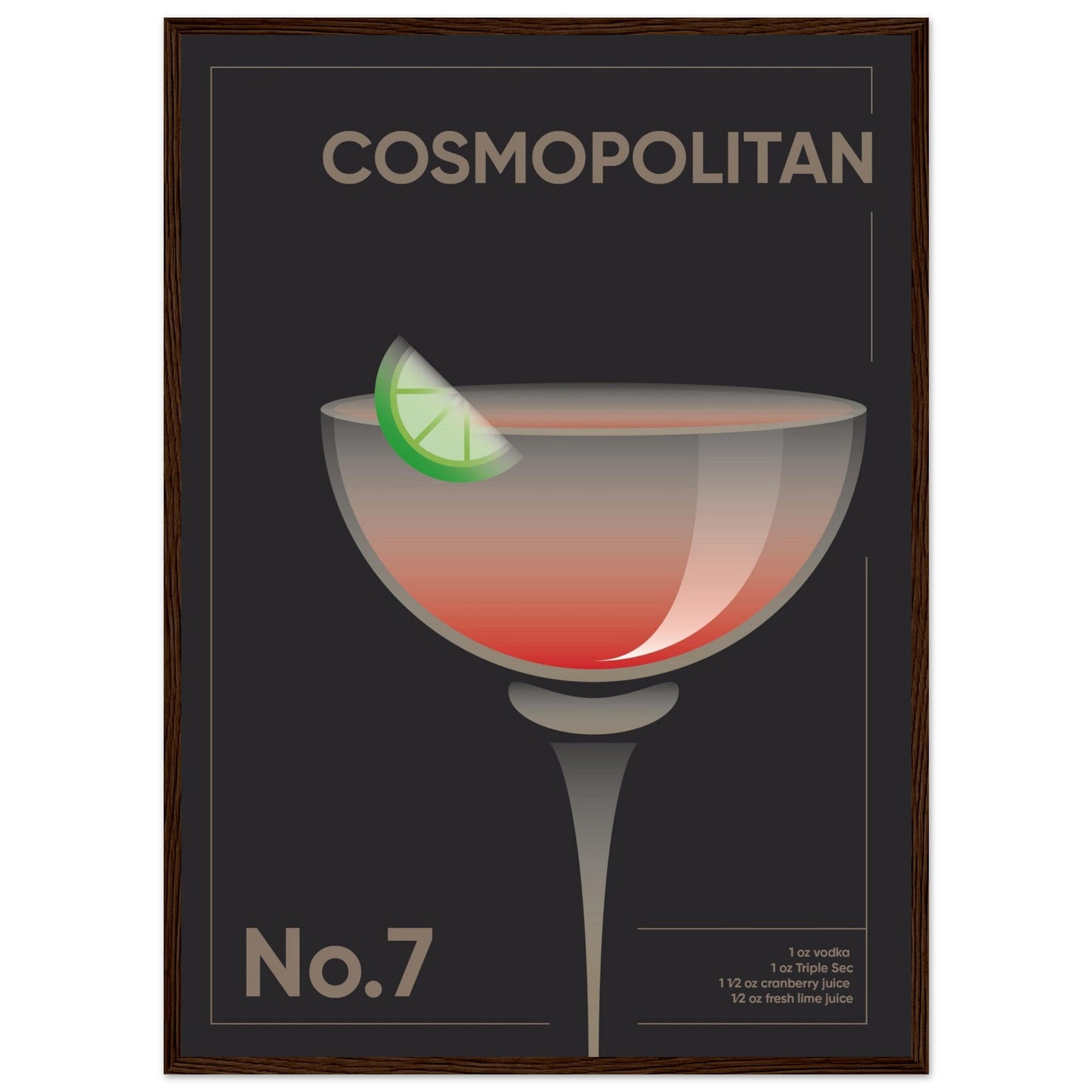 Cocktail 'Cosmopolitan' - Premium Matte Paper Wooden Framed Poster