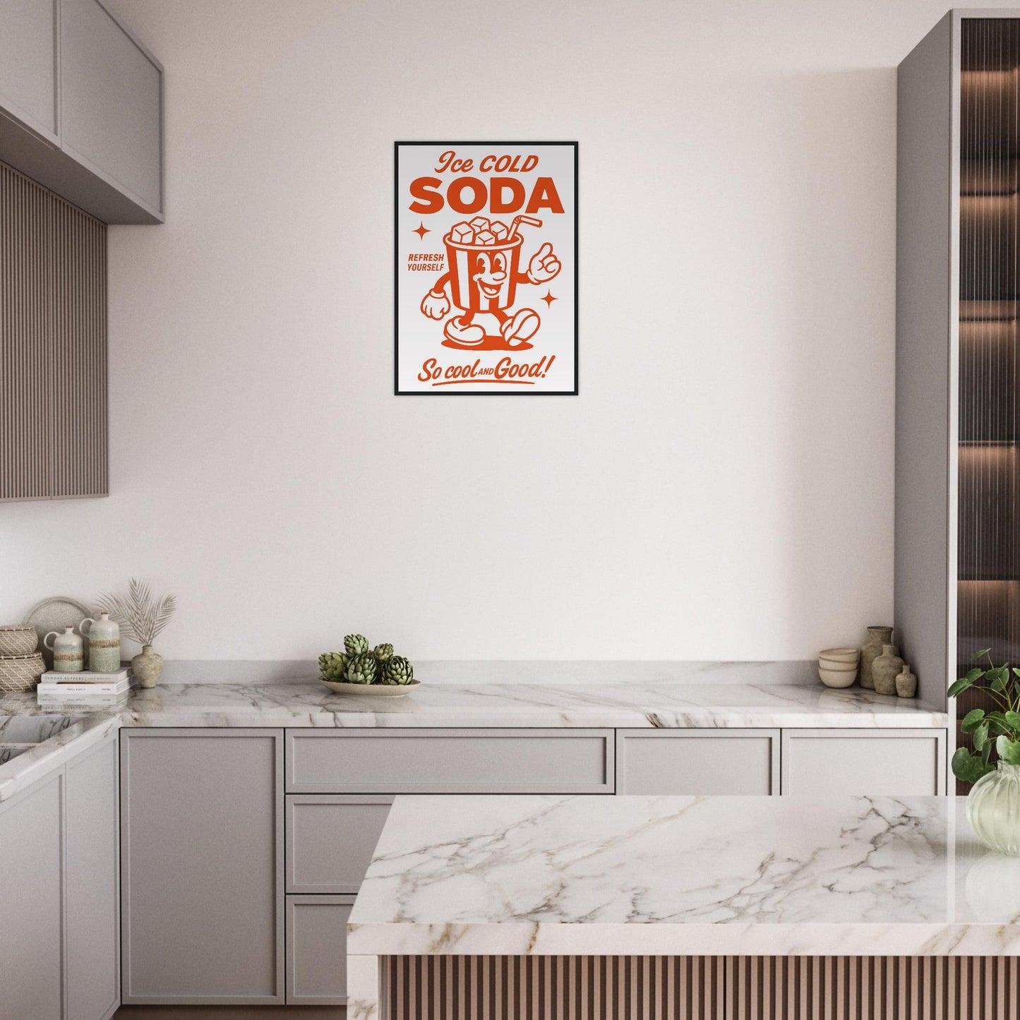 Food 'Ice Cold Soda' - Premium Matte Paper Wooden Framed Poster