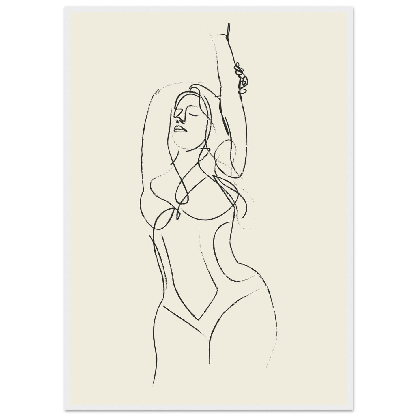 Line Art 'Beach Ready' - Premium Matte Paper Wooden Framed Poster
