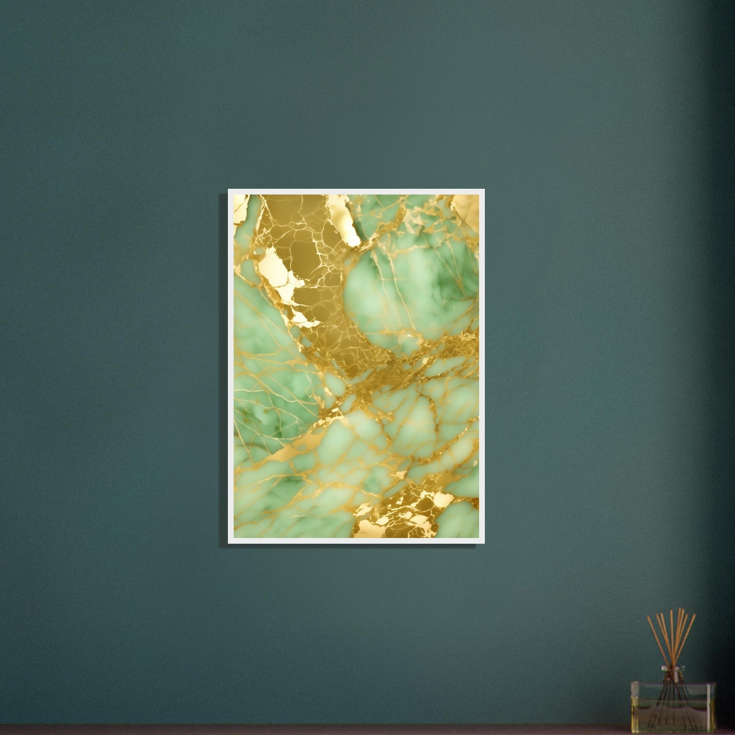 Marble 'Green & Gold' II - Premium Matte Paper Wooden Framed Poster