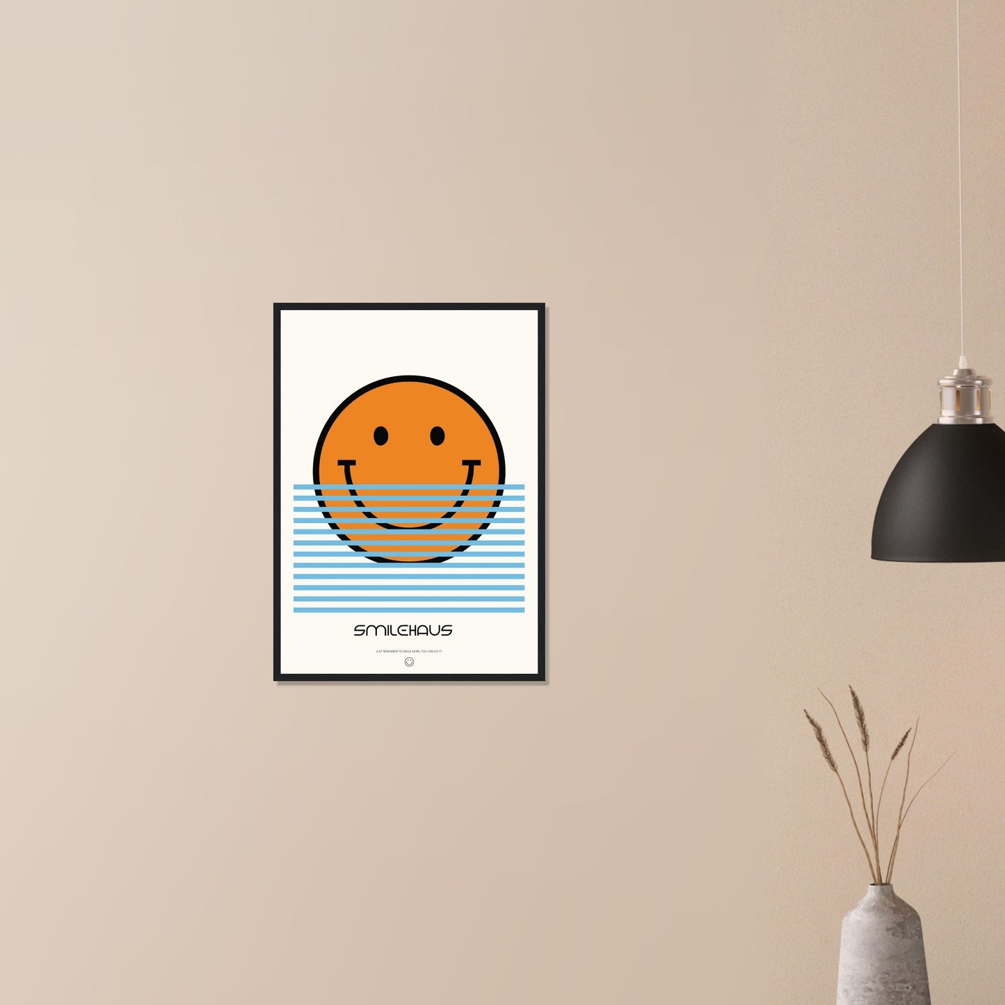 Orange & Blue 'Smilehaus' - Premium Matte Paper Wooden Framed Poster