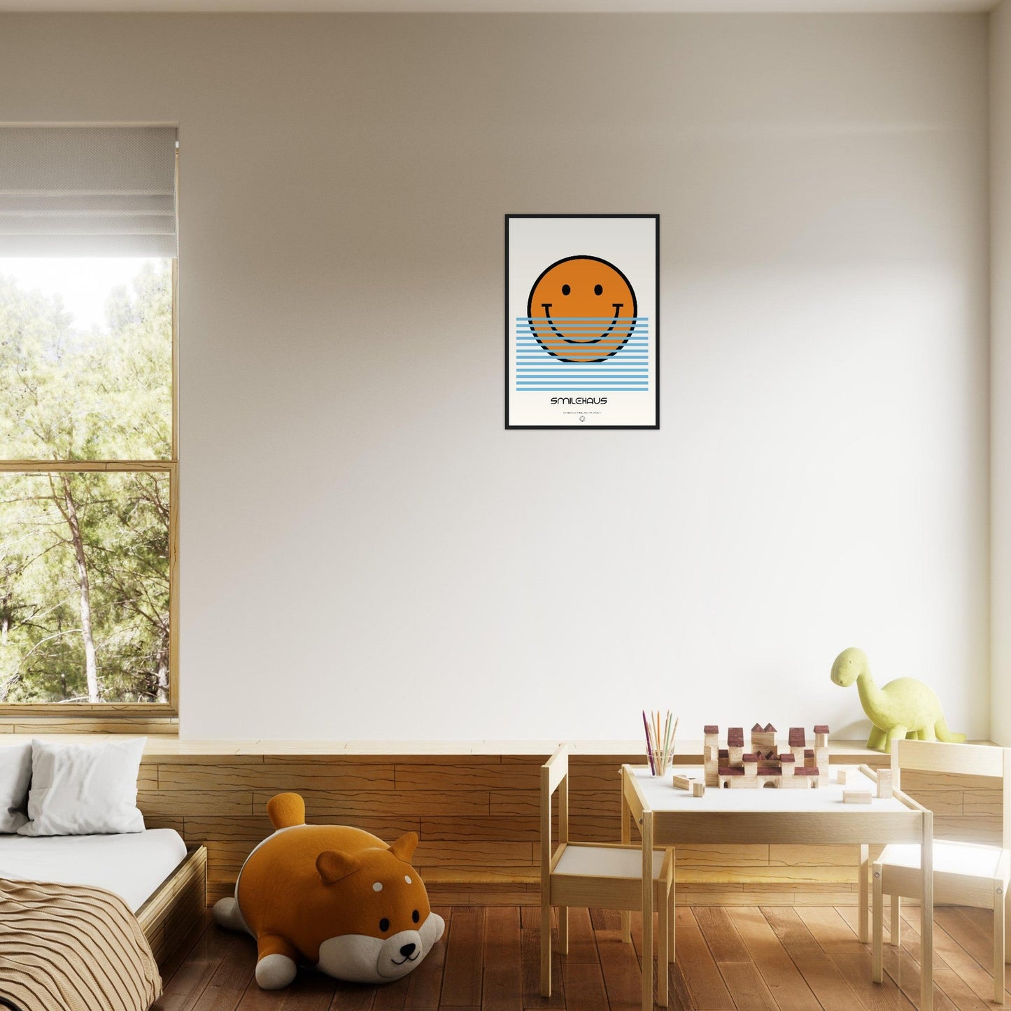 Orange & Blue 'Smilehaus' - Premium Matte Paper Wooden Framed Poster