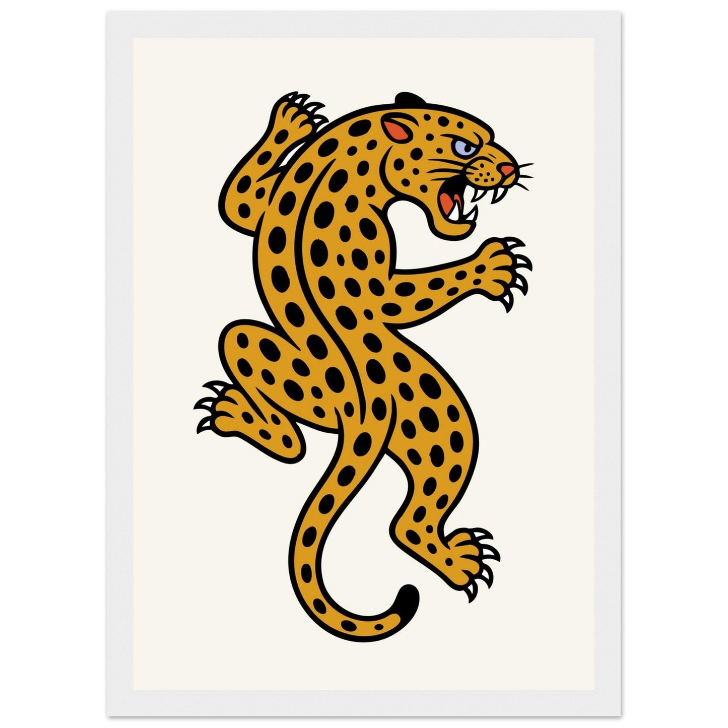 Leopard Traditional  - Premium Matte Paper Wooden Framed Poster