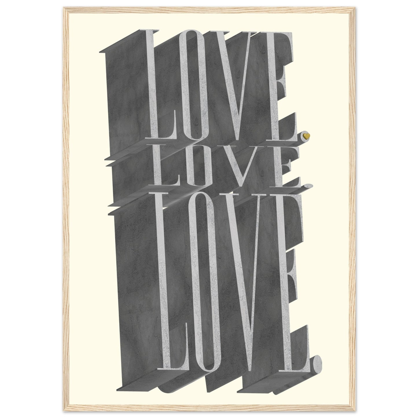 Sign 'Love, Love, Love' - Premium Matte Paper Wooden Framed Poster