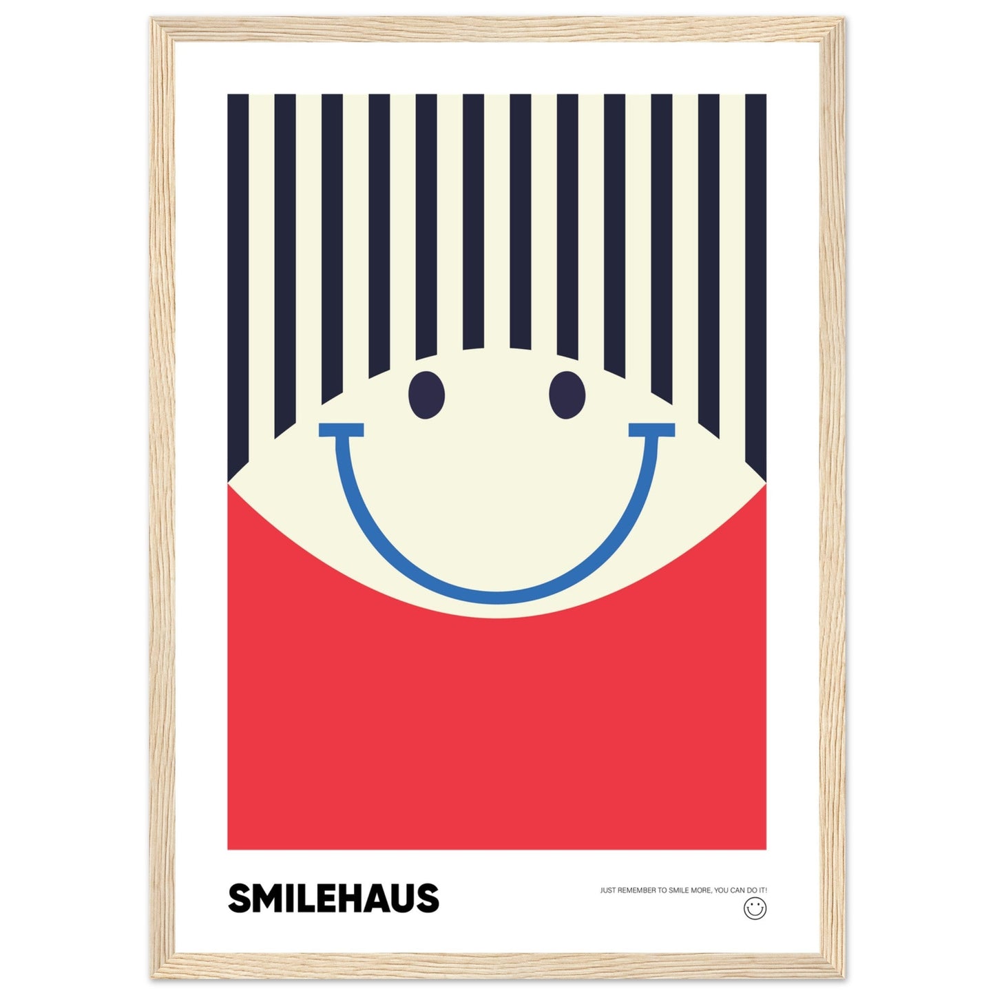 Red & Blue 'Smilehaus' - Premium Matte Paper Wooden Framed Poster