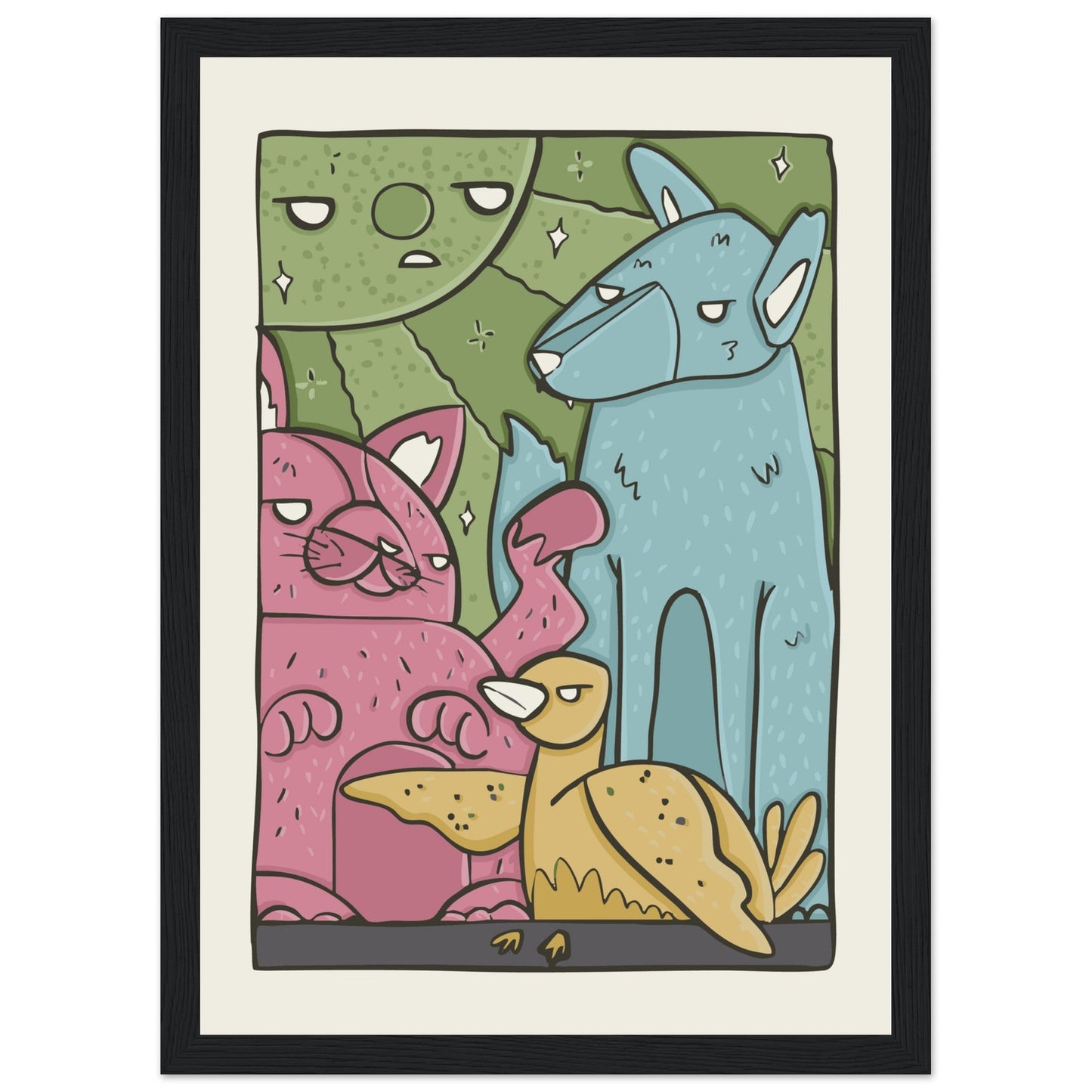 Animals 'The Crew' - Premium Matte Paper Wooden Framed Poster