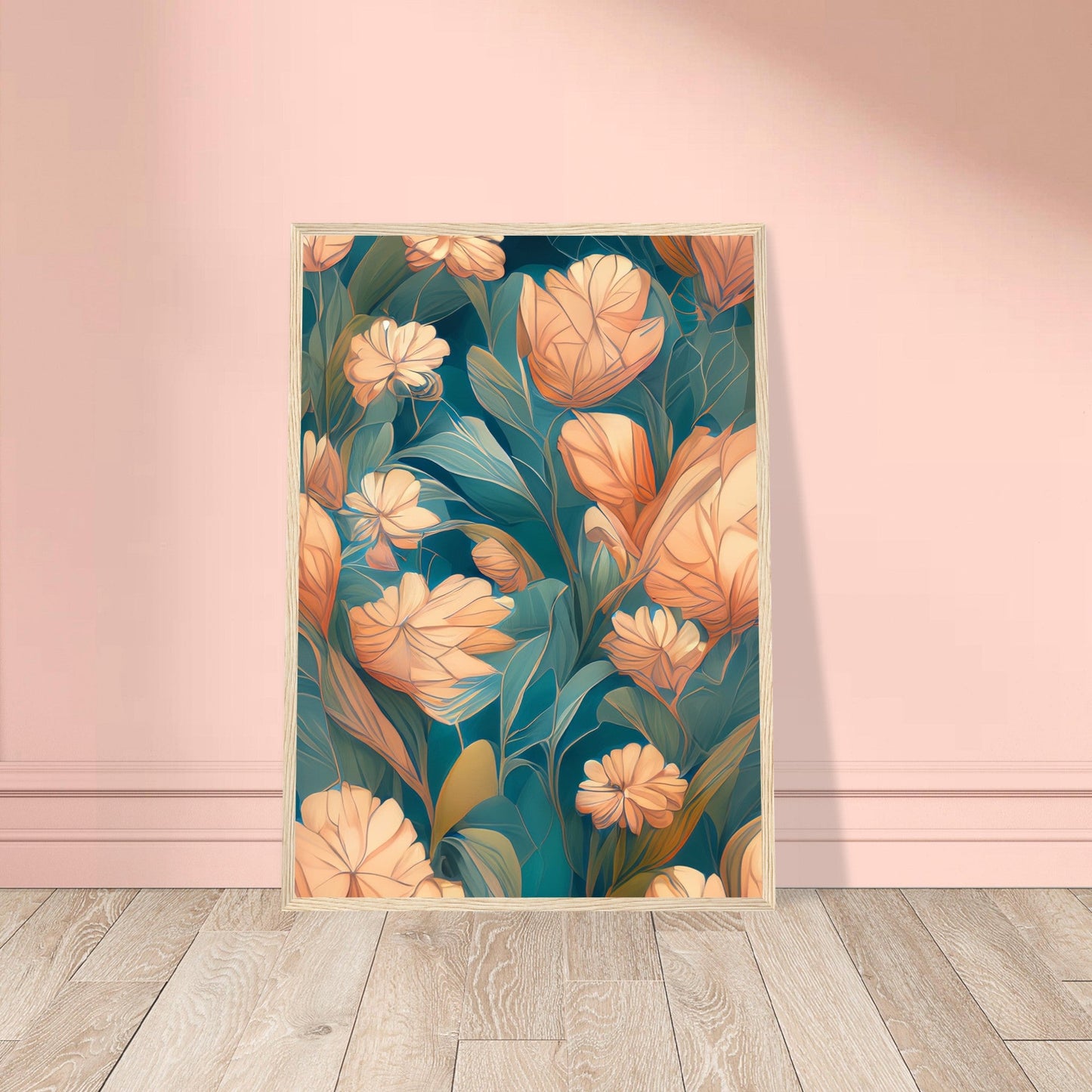 Flowers 'Abstract Garden' - Premium Matte Paper Wooden Framed Poster