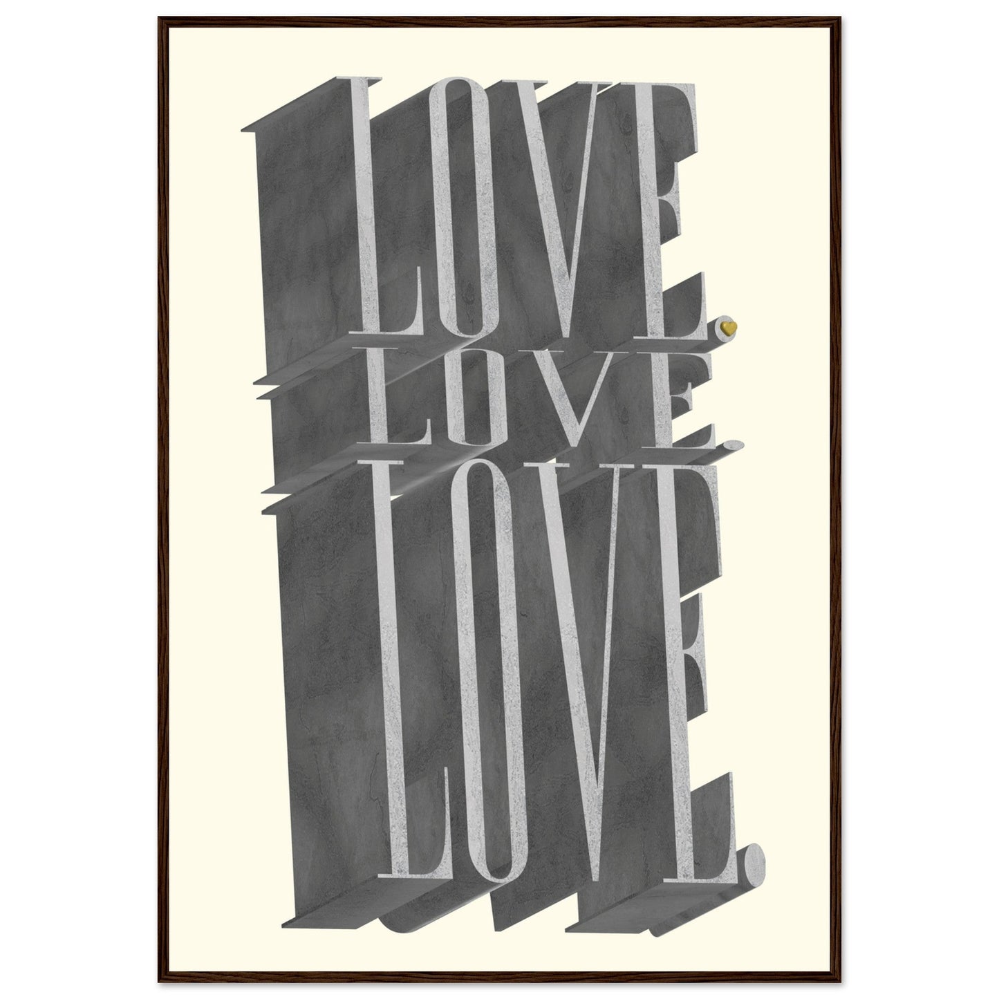 Sign 'Love, Love, Love' - Premium Matte Paper Wooden Framed Poster