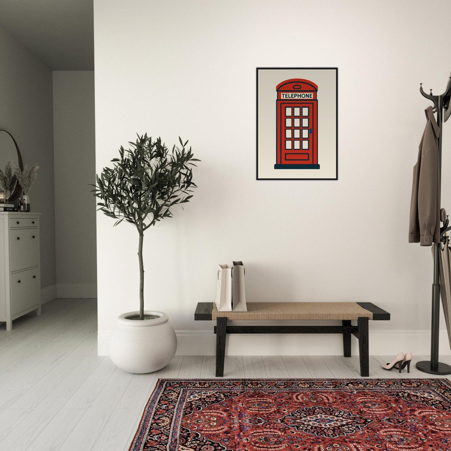 Cities/ Places 'Phone Box' - Premium Matte Paper Wooden Framed Poster