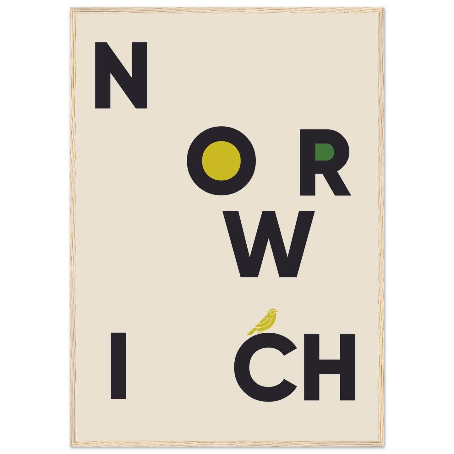 Cities/ Places 'Norwich' - Premium Matte Paper Wooden Framed Poster