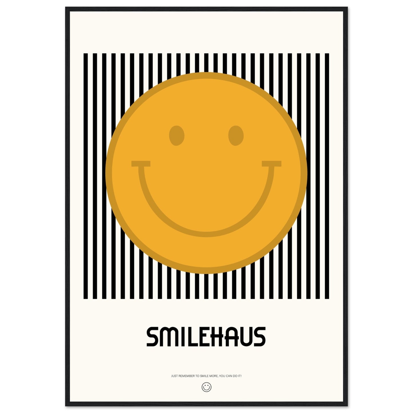 Yellow & Black 'Smilehaus' - Premium Matte Paper Wooden Framed Poster