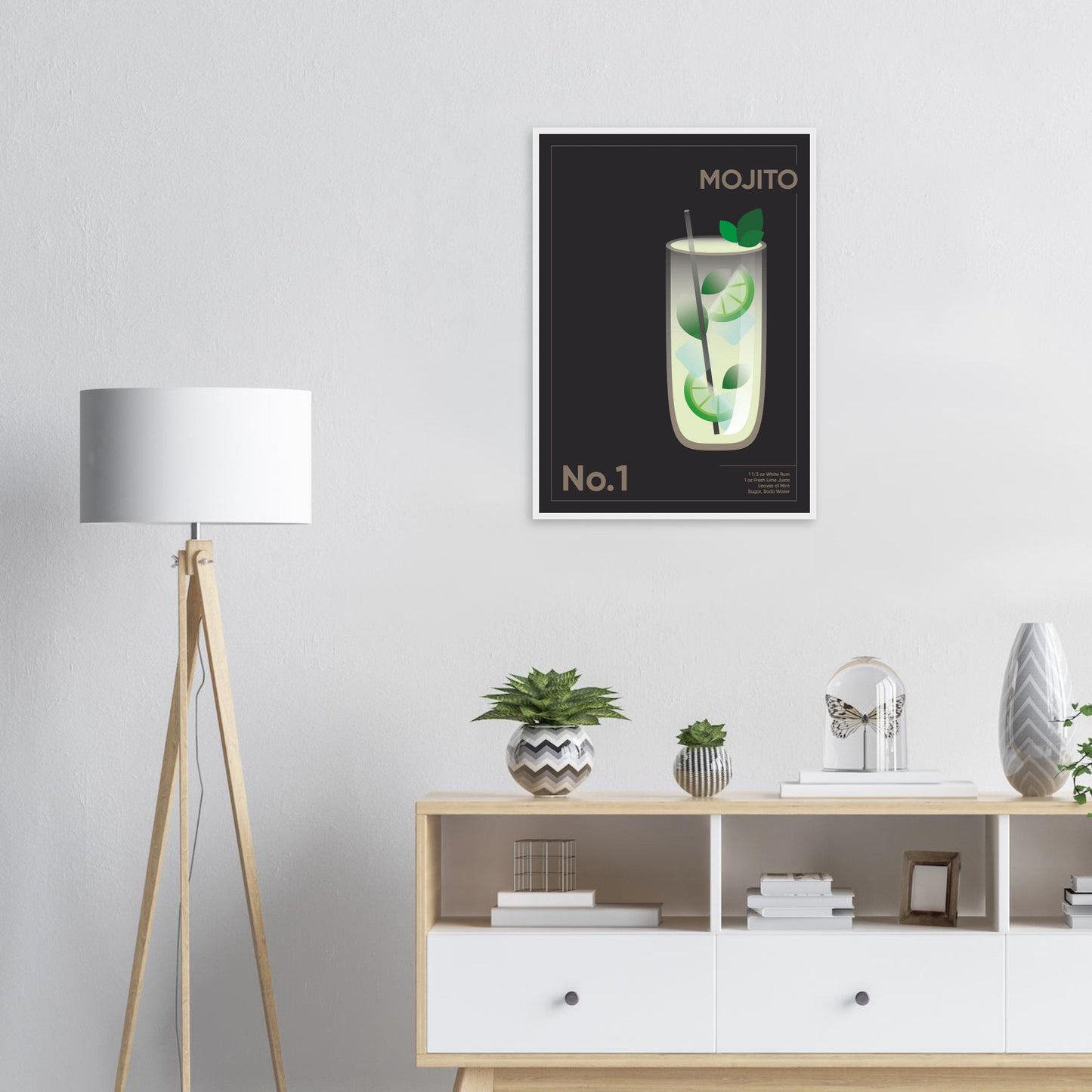 Cocktail 'Mojito' - Premium Matte Paper Wooden Framed Poster