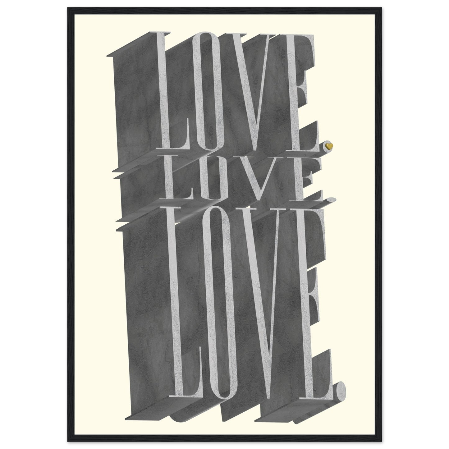 Sign 'Love, Love, Love' - Premium Matte Paper Wooden Framed Poster
