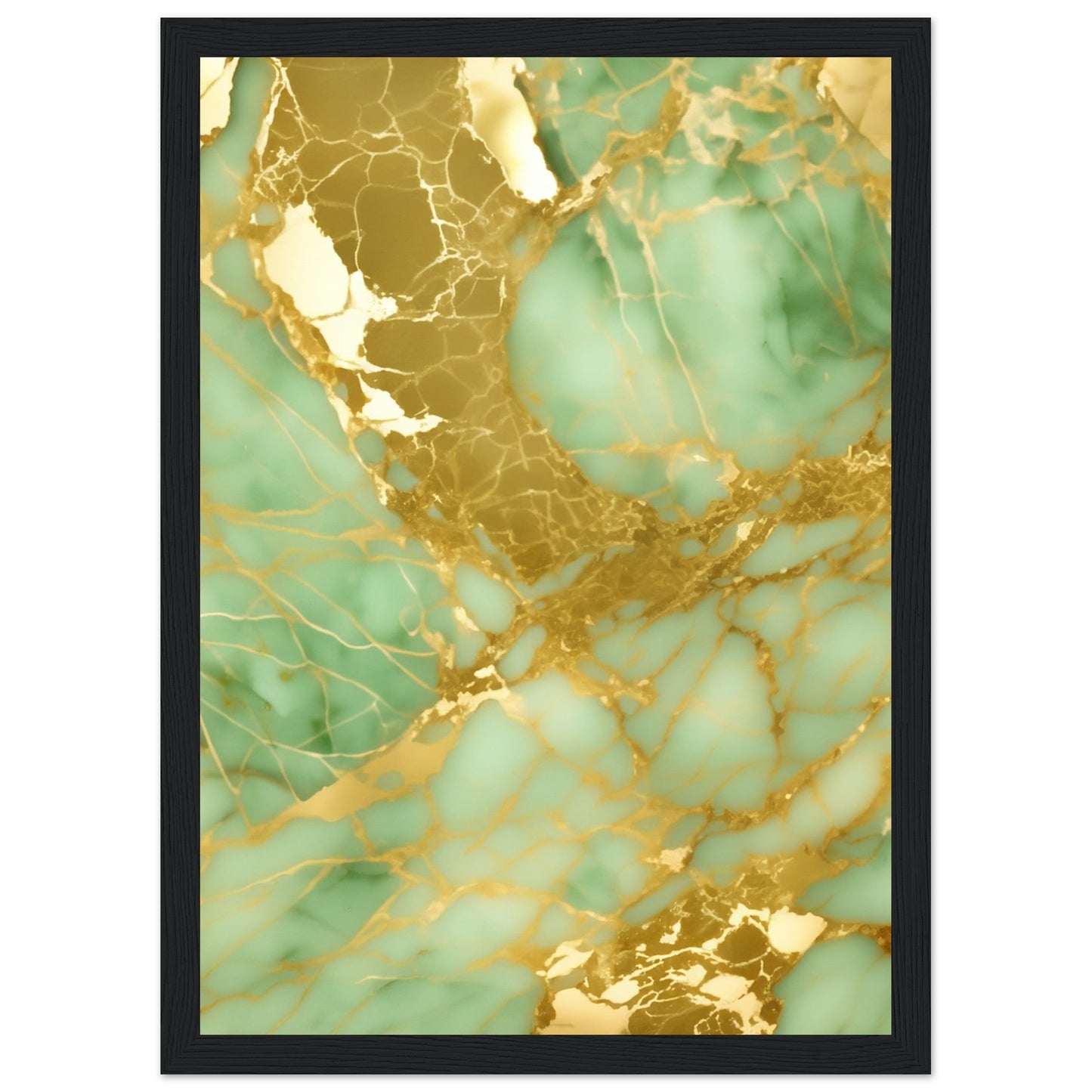 Marble 'Green & Gold' II - Premium Matte Paper Wooden Framed Poster