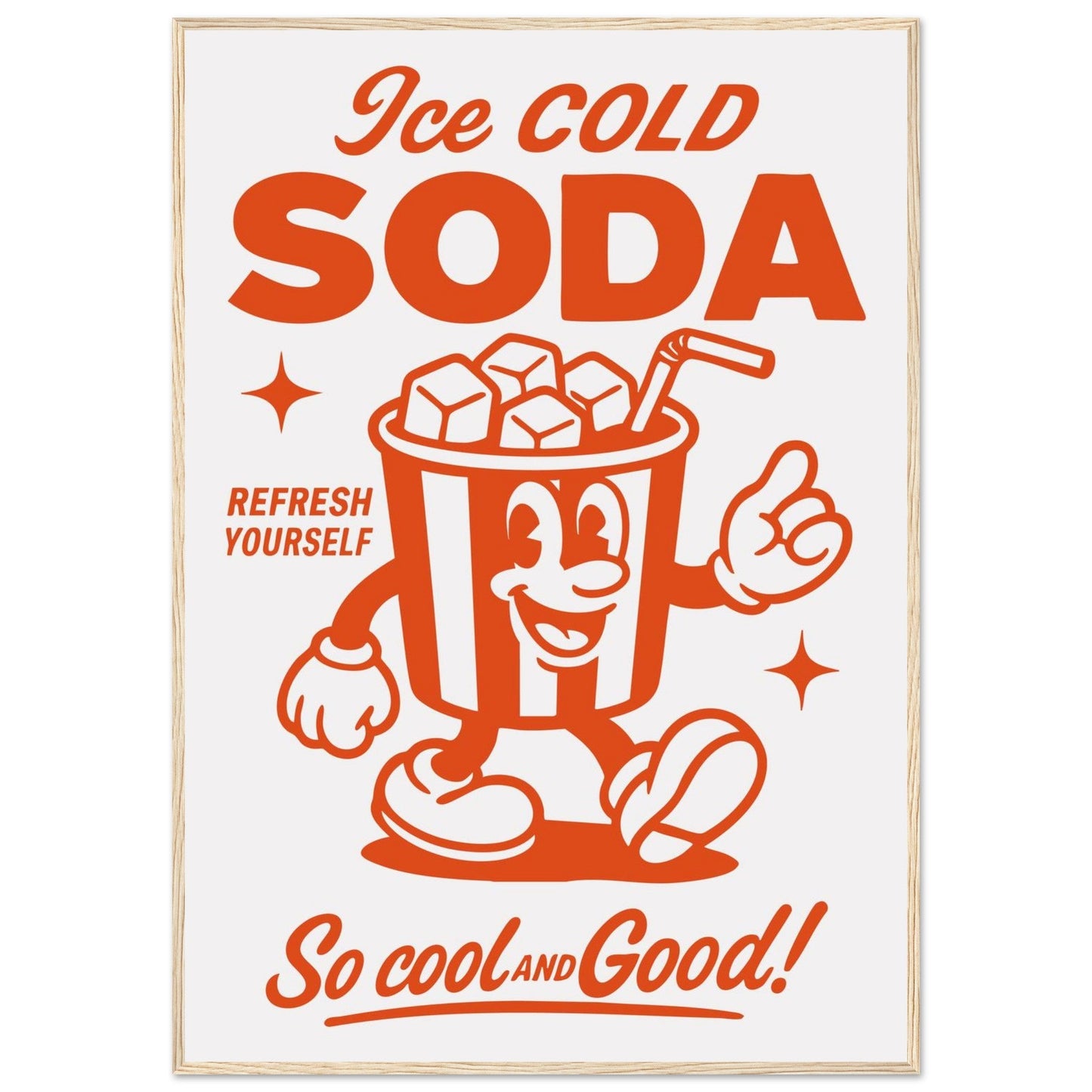 Food 'Ice Cold Soda' - Premium Matte Paper Wooden Framed Poster