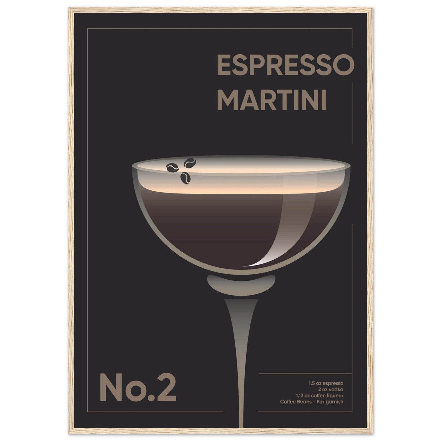 Cocktail 'Espresso Martini' - Premium Matte Paper Wooden Framed Poster