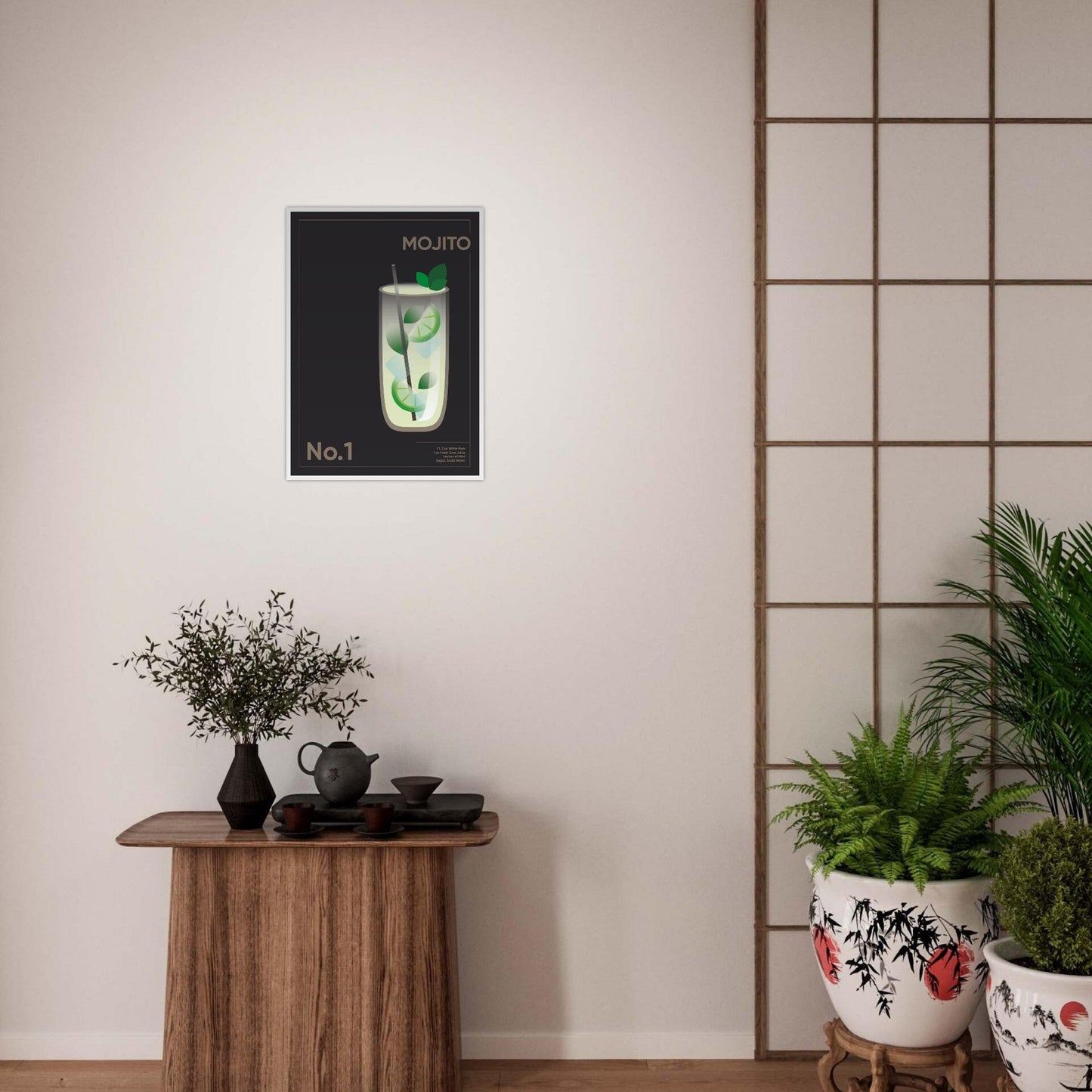 Cocktail 'Mojito' - Premium Matte Paper Wooden Framed Poster