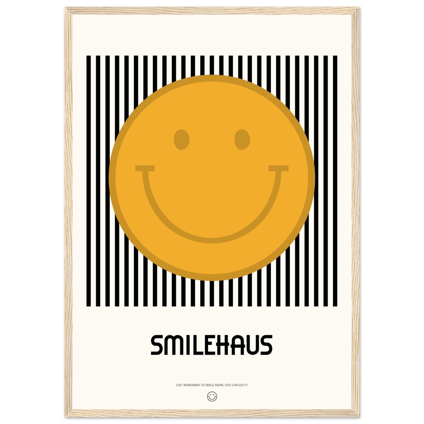 Yellow & Black 'Smilehaus' - Premium Matte Paper Wooden Framed Poster